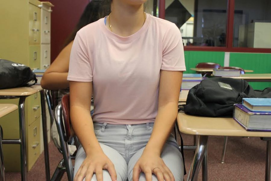 Senior Jenna Gelinas wears one of the most favored and timeless colors, pink.
