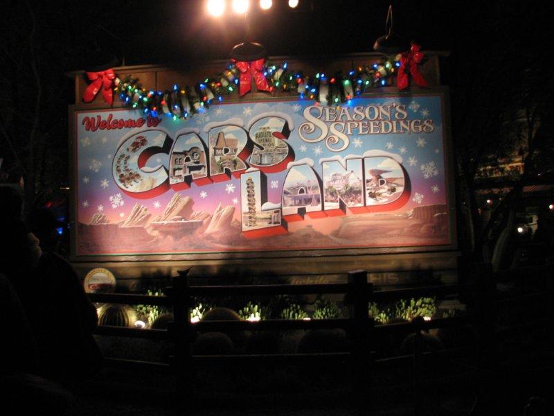 Visit California Adventures Cars Land while the Christmas seasons decorations last.
