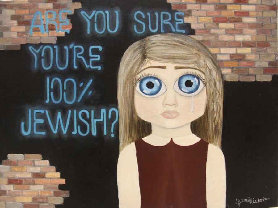  Senior Lauren Nichols created a piece that represents the testimony of a Holocaust survivor for the art contest.