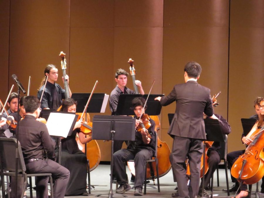 Mr. Fang conducting the Sinfonia Orchestra at the Performing Arts Center for their first concert of the year.