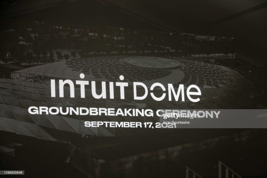 INGLEWOOD, CA - SEPTEMBER 17: The Los Angeles Clippers Ground breaking Ceremony on September 17, 2021, at the Intuit Dome site in Inglewood, CA. (Photo by Jevone Moore/Icon Sportswire via Getty Images)