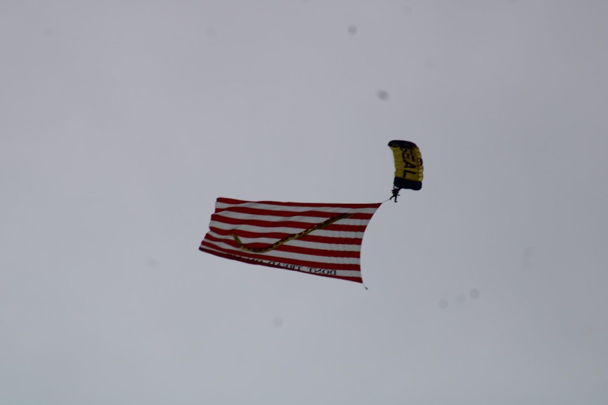 United States Navy Leap Frogs jumping with the American Flag!